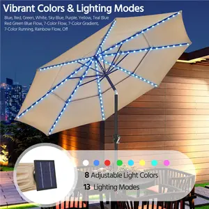 【Adjustable Color and Angle】Yaheetech 10ft 3-Tier Solar Patio Umbrella, Outdoor Large Market Table Umbrella  Double-layer Cloth, Push-button Tilting