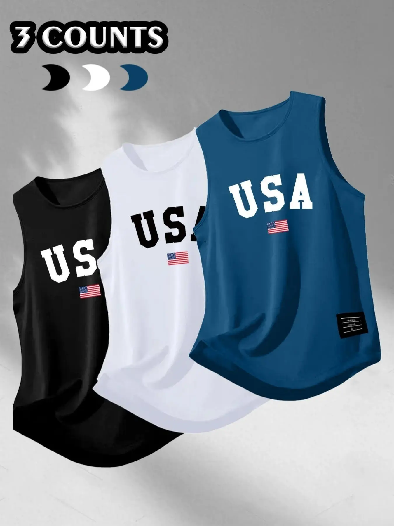 Men's Summer Casual Graphic Print Sleeveless Slim Fit Tank Top, Fashion Menswear, Knit Fabric, Moderate Thickness, Sleeveless Muscle Shirt