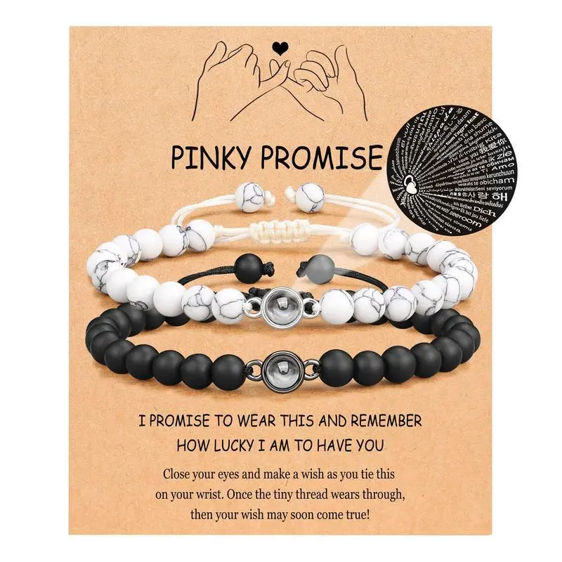 2Pcs Couples Gift Ideas, 100 Languages I Love You,Bracelets for Him Her on Valentine's Day Christmas Anniversary Birthday 2Pcs Couples Gift Ideas, 100 Languages I Love You,Bracelets for Him Her on Valentine's Day Christmas Anniversary Birthday