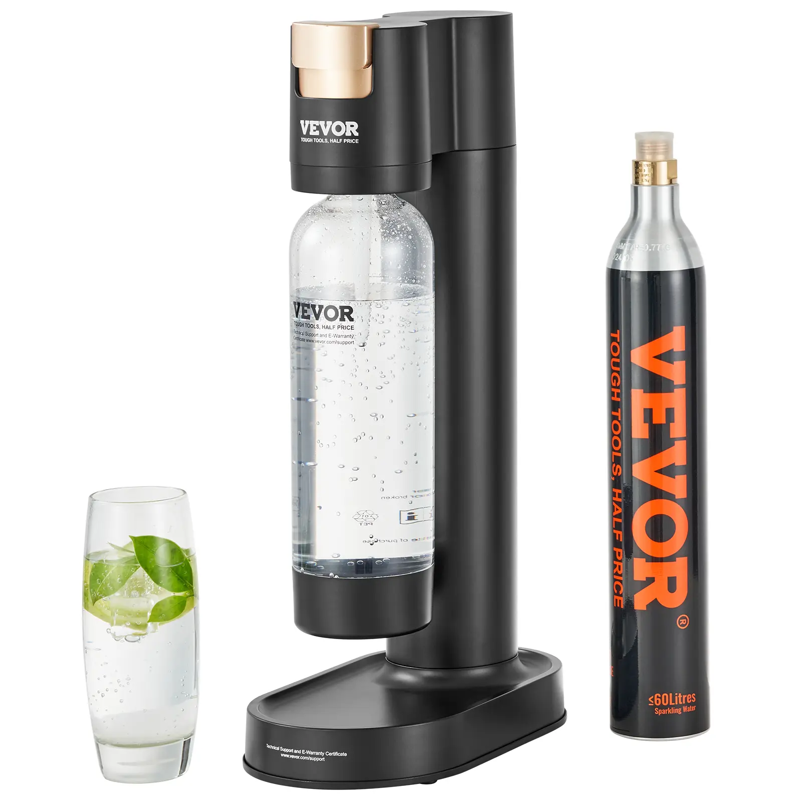 【Summerfinds】VEVOR Sparkling Water Maker, Soda Maker Machine for Home Carbonating, Seltzer Water Starter Kit with BPA-free 1L PET Bottle, CO2 Cylinder, Compatible with Mainstream Screw-in 60L CO2 Cylinder