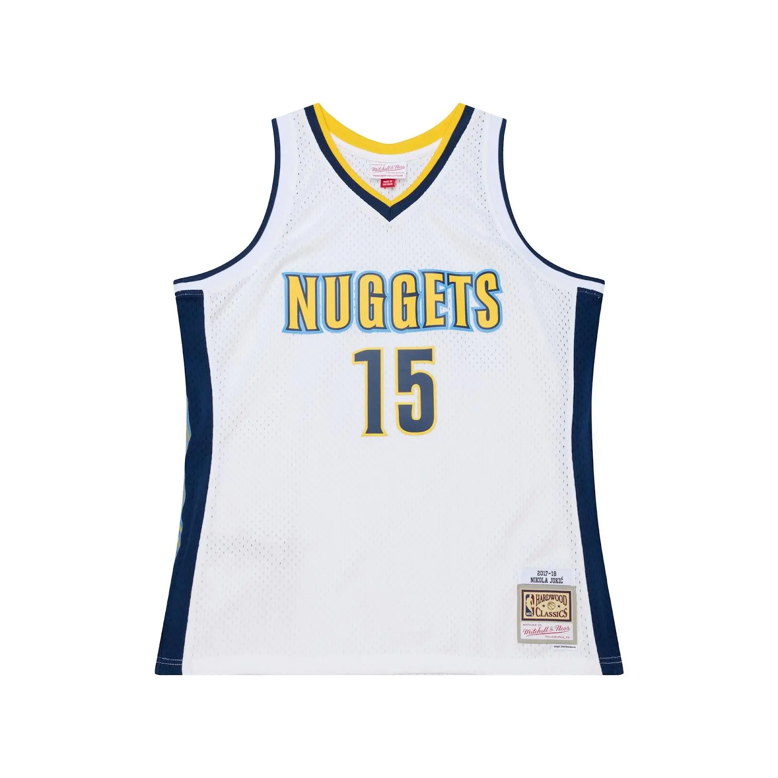 Nikola Jokic Denver Nuggets 2017-18 White Swingman Jersey NBA Throwback Basketball Hardwood Classics Fan Gear Mitchell & Ness