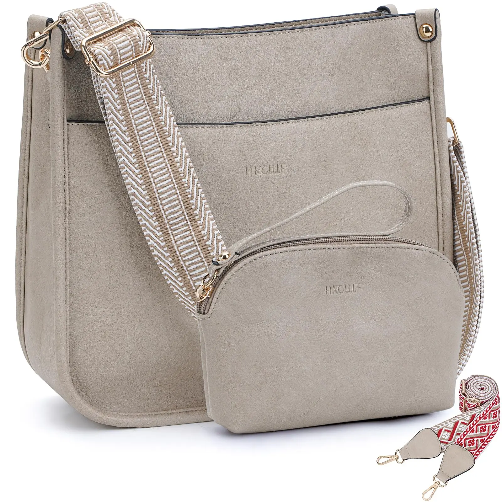 Crossbody Bag Purse for Women 2PCS/Set Leather Hobo Handbag Wallet Set With 2Adjustable Guitar Strap Shoulder Bag | Purse