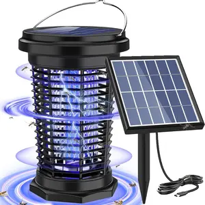 Bug Zapper for Outdoor & Indoor, USB Rechargeable Solar Bug Zapper with 5.5W Solar Power, Electric Fly Traps, Insect Zapper for Patio, Backyard, Garden, Camping