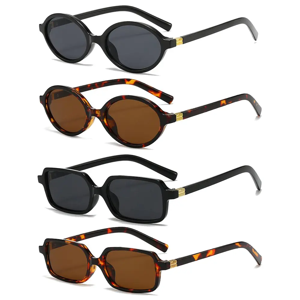 【SummerVibes】Women's 2/4Pcs Retro Rectangular-Oval Sunglasses, 90s Narrow Thin Slim Square Sunnies, Classic Vintage Sunglasses, Lightweight Eyewear, Women's Gifts, Fashion Accessories for Women, Womens Gifts
