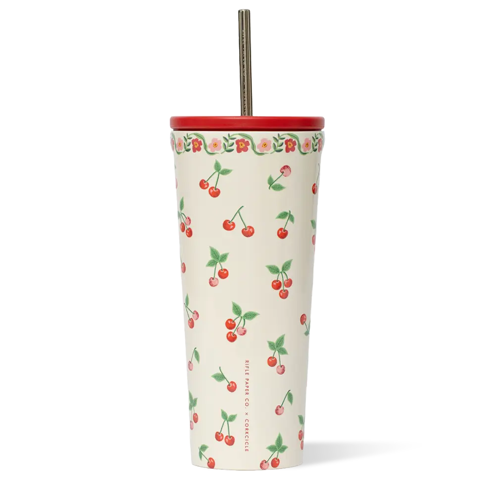 Rifle Paper Co. Reusable Portable Washable Cold Cup Tumbler - Water Bottles, Creative Bug & Butterfly Design, Sparkly Gold Flakes, Glitter, Workout Class & Poolside Kitchenware Drinkware Accessory