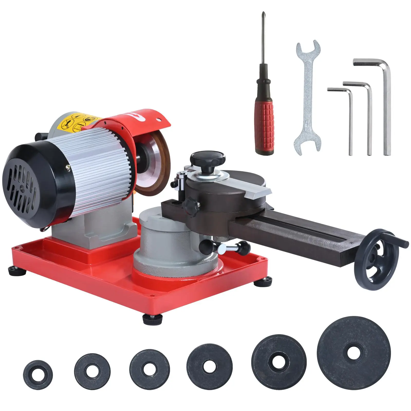 【Summerfinds】VEVOR Circular Saw Blade Sharpener 370W 3600RPM Rotary Angle Mill GrinderSaw Blade Grinding Sharpening Machine with 6 Saw Centerings5-inch Grinding Wheel for Carbide Tipped Saw Blades