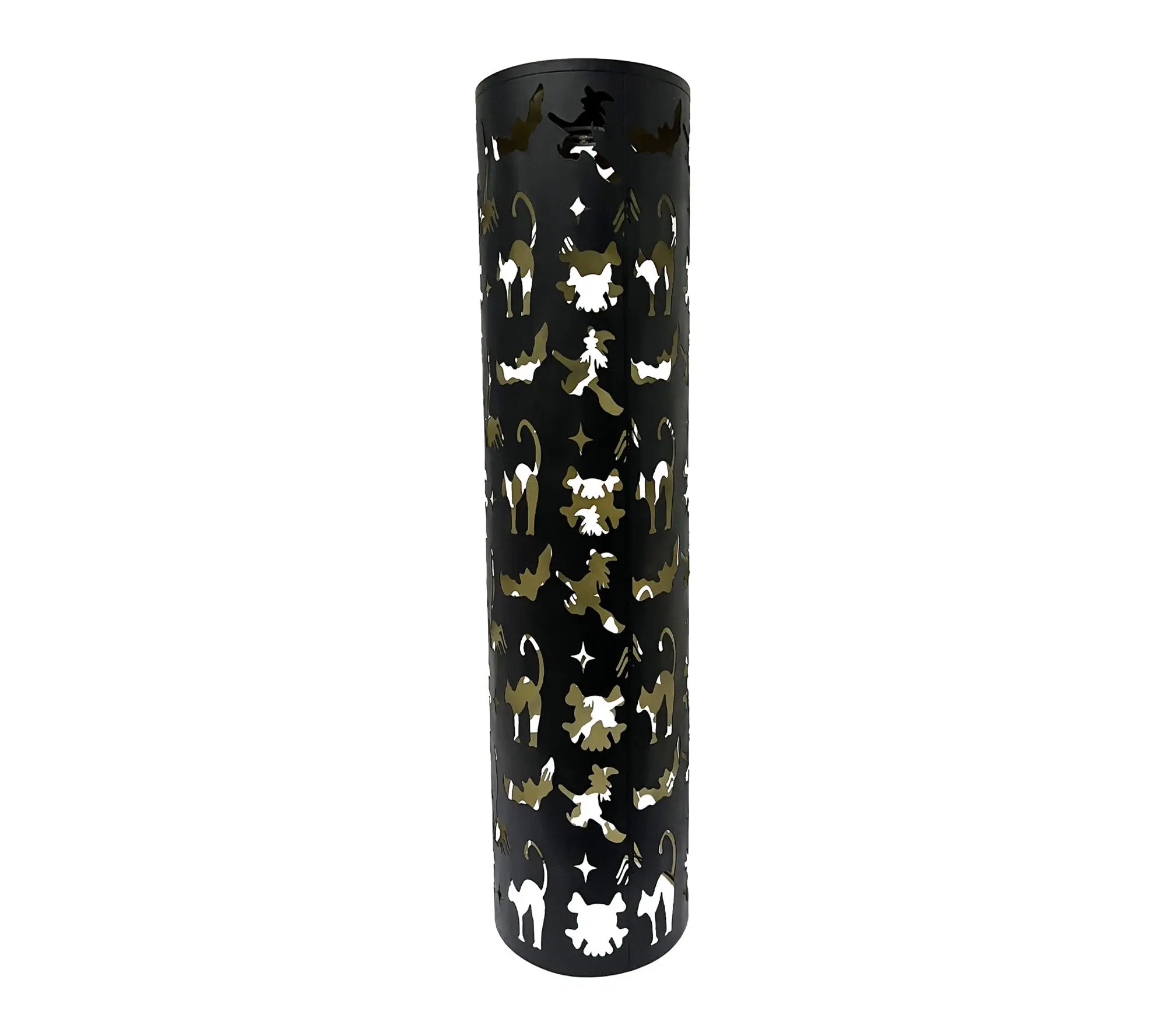 Haunted Hill Farm 30-in Cat & Ghost Cutout Metal Pillar Lantern