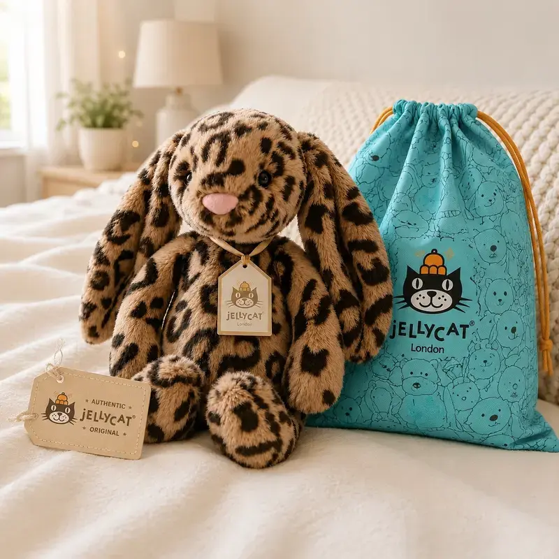 Jellycat Cobblehop Bunny Exclusive Plush – Leopard Print Long-Ear Rabbit Stuffed Toy, Soft Cuddly Collector Gift and Aesthetic Bedroom Decor