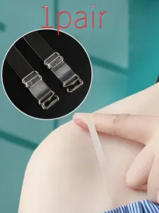 1/2/3pairs-Underwear Transparent shoulder strap TPU elastic adjusting bra with crystal invisible