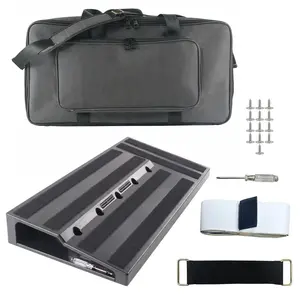 Lightweight Guitar Pedal Board 22.04" x 11.02" with Carrying Bag, Portable Pedalboard with Pedal Cables Adhesive Hookside Tape for Guitar Player Bands Studio Black