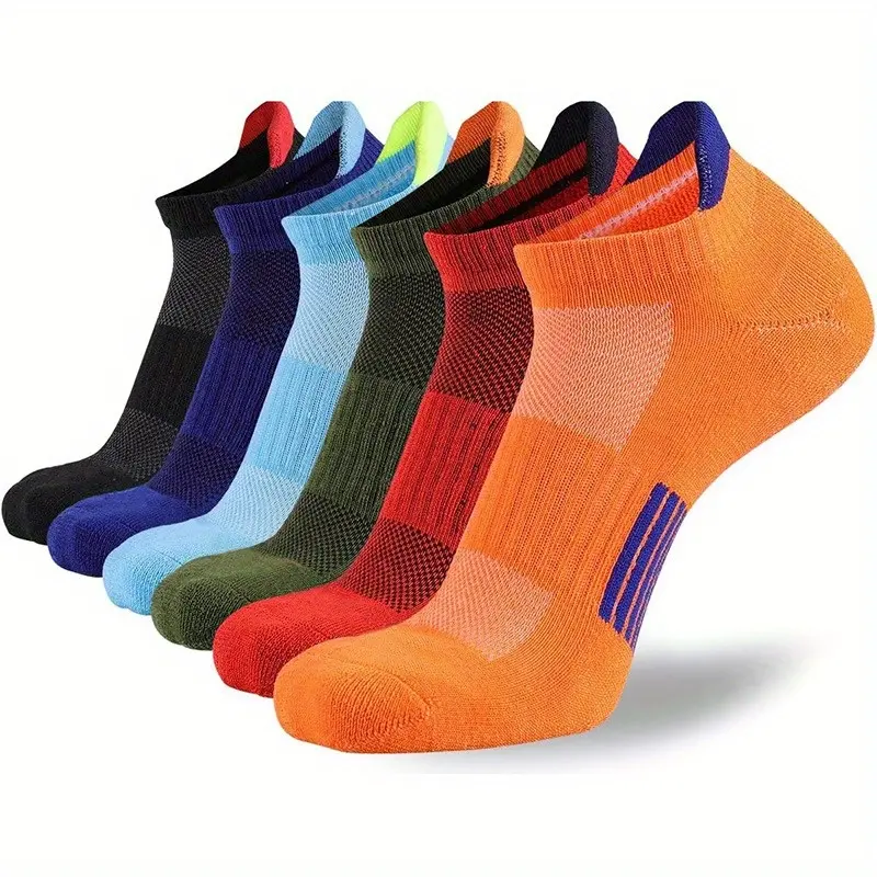 Men's Low-Rise Plain Athletic Socks, 6/12 Pairs, One Size Fits All, Breathable, Comfortable, 3D Texture, Non-Slip, for Outdoor Sports & Leisure Fitness, Athletic Crew Socks