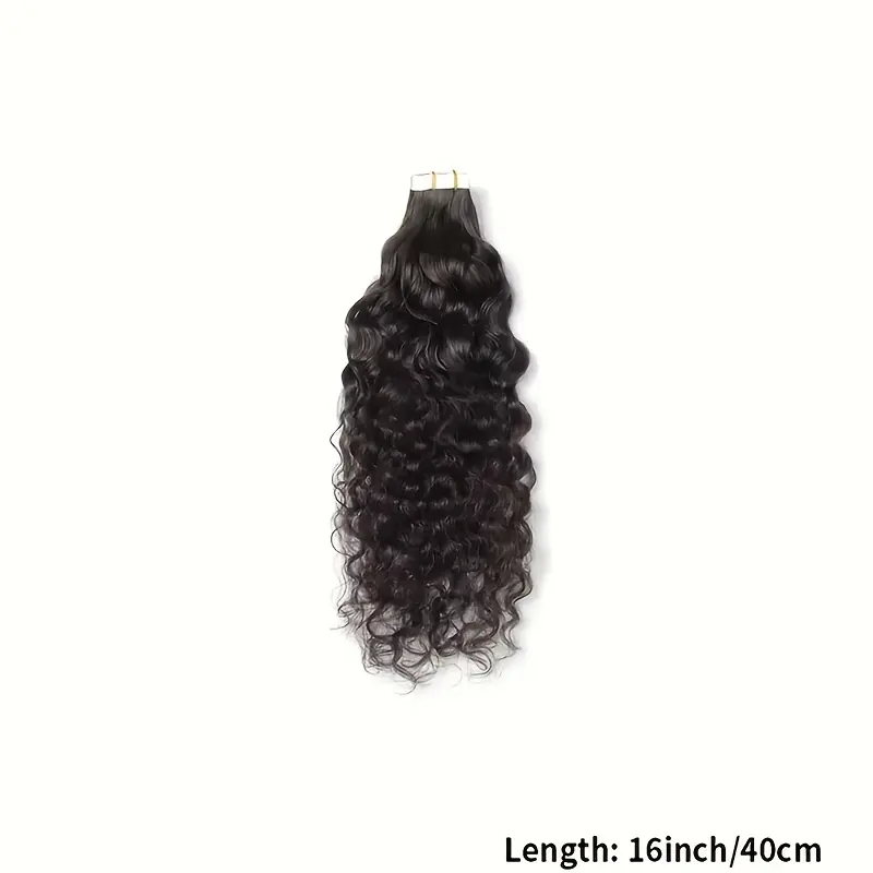 2025 Hot 20pcs/50g Wholesale Human Virgin Tape Hair Curly Tape Extensions, Jerry Curl Style, Elegant Look, Suitable for All Ethnicities, Perfect New Year Gift for Women