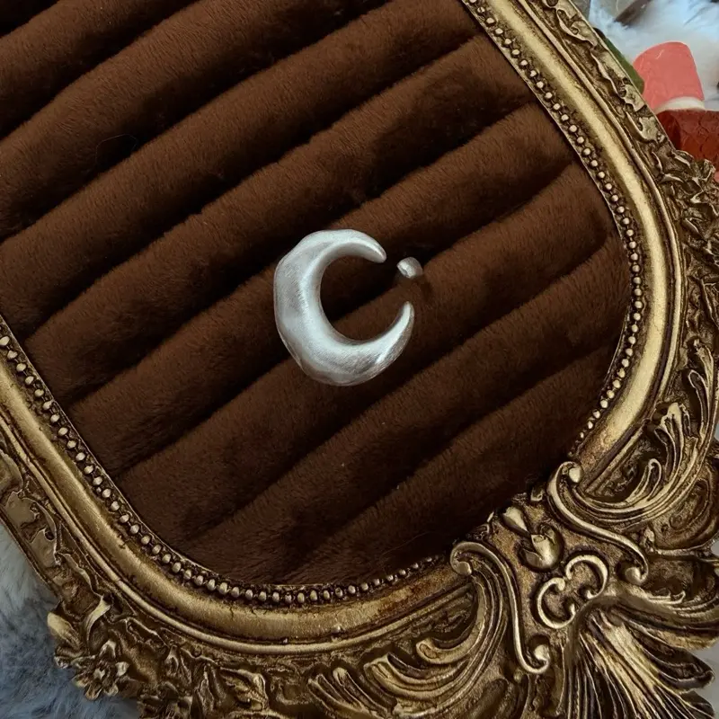 Matte Brushed Crescent Moon - Ring