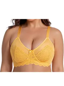Minimizer Bras for Women Lingerie Full Coverage Underwire Bras Plus Size Lifting Floral Lace Bra for Heavy Breast