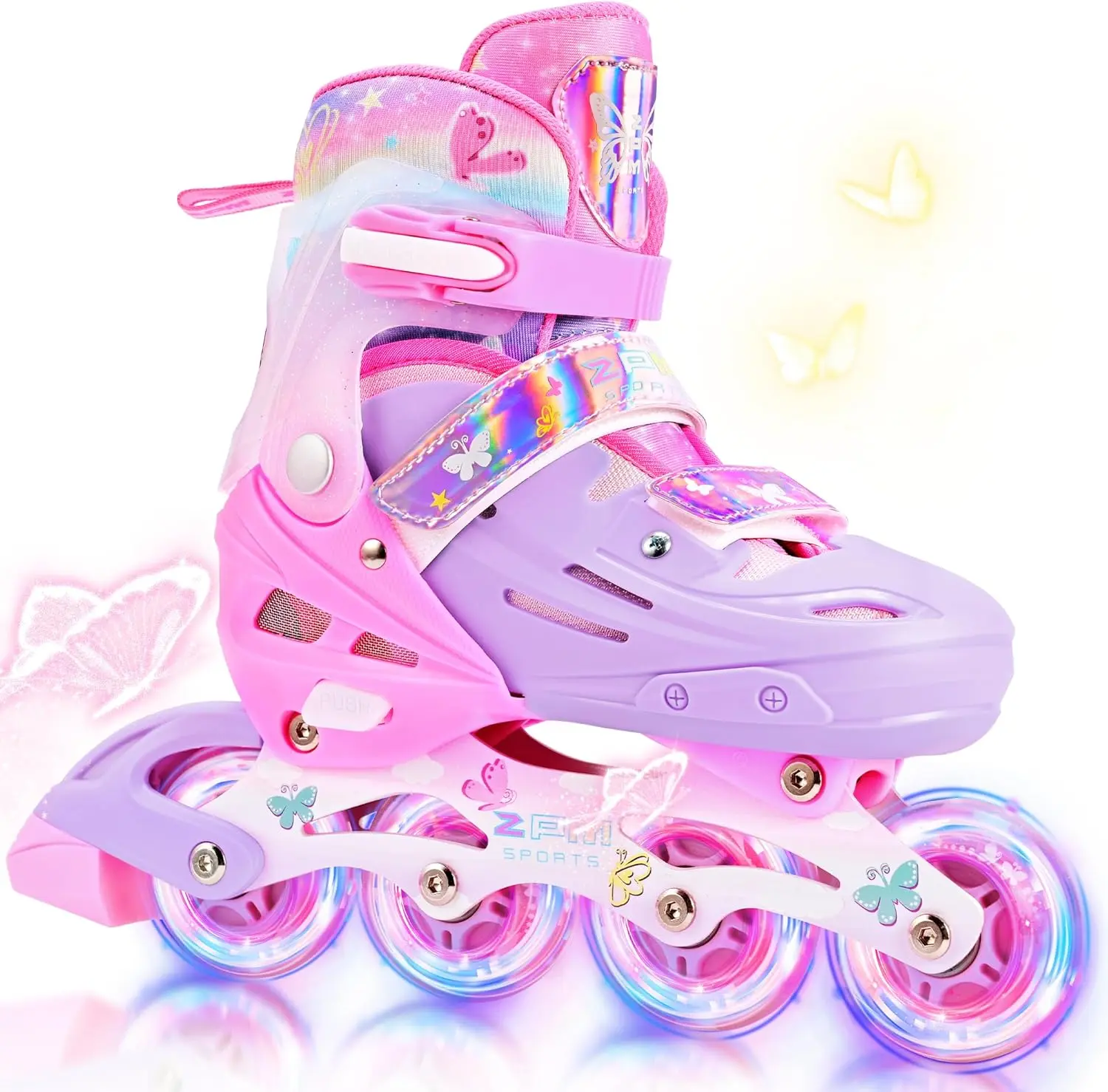 2PM SPORTS Inline Skates for Kids Boys Girls Ages 5-8 8-12 3-5 4-8 6-12 with Light Up Wheels, Adjustable Children's Roller Skates Blades for Toddler Beginner Youth Indoor Outdoor