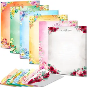 Anzon Mories 60 Pieces Cute Stationary Writing Paper and Envelope Set (2 Sides Colored, 1 Side Lined) 30 Sheets, 30 Pcs Envelopes, Kawaii Letter Stationery 8.5 X 11 in Floral Decoration Ruled Anzon Goods