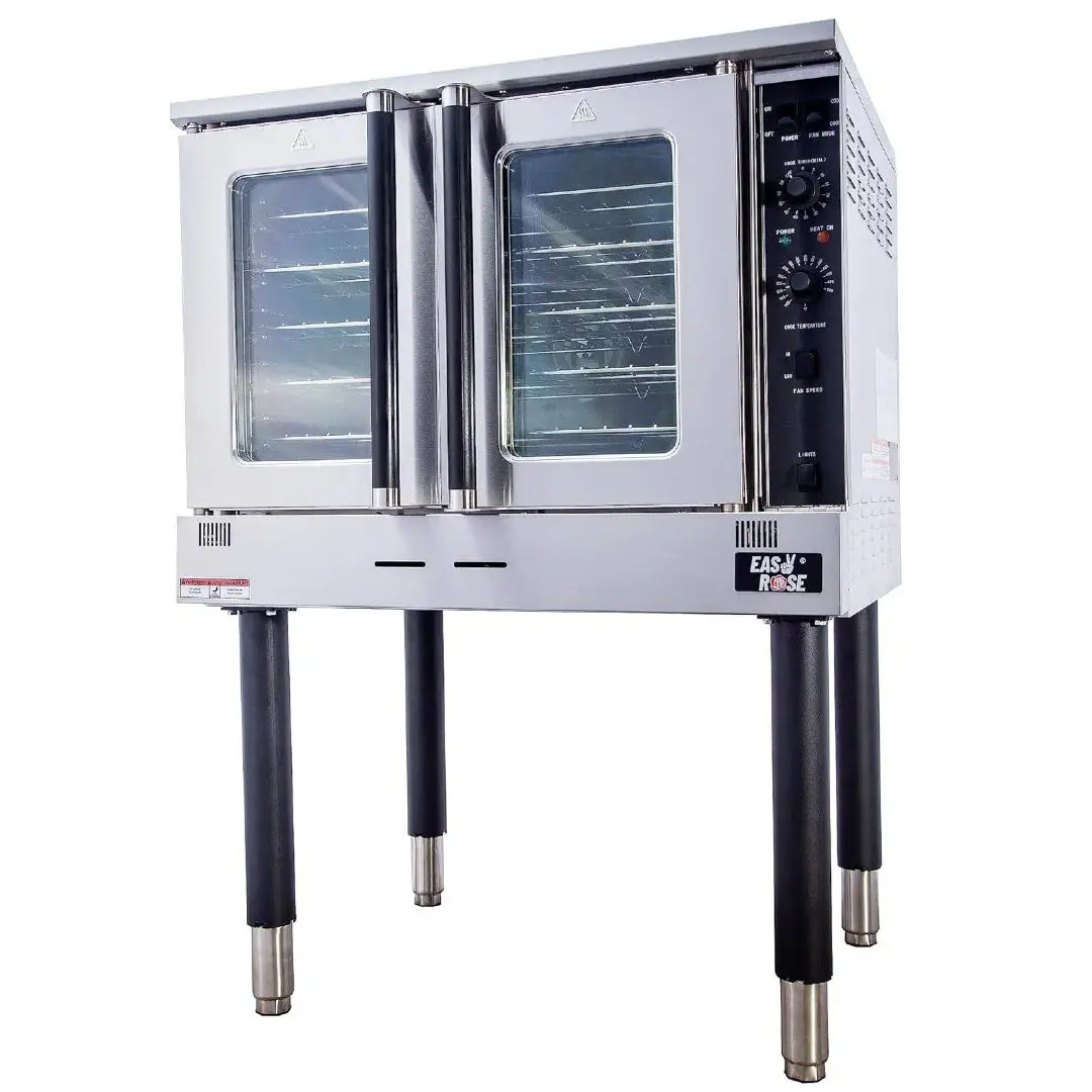 Hakka Commercial Natural Gas Convection Oven - Single Deck, 5-Pan, 60000 BTU, Knob-Controlled, ETL Certified, Convection Bake for Bakeries, Restaurants, Snack Bars, Commercial Oven