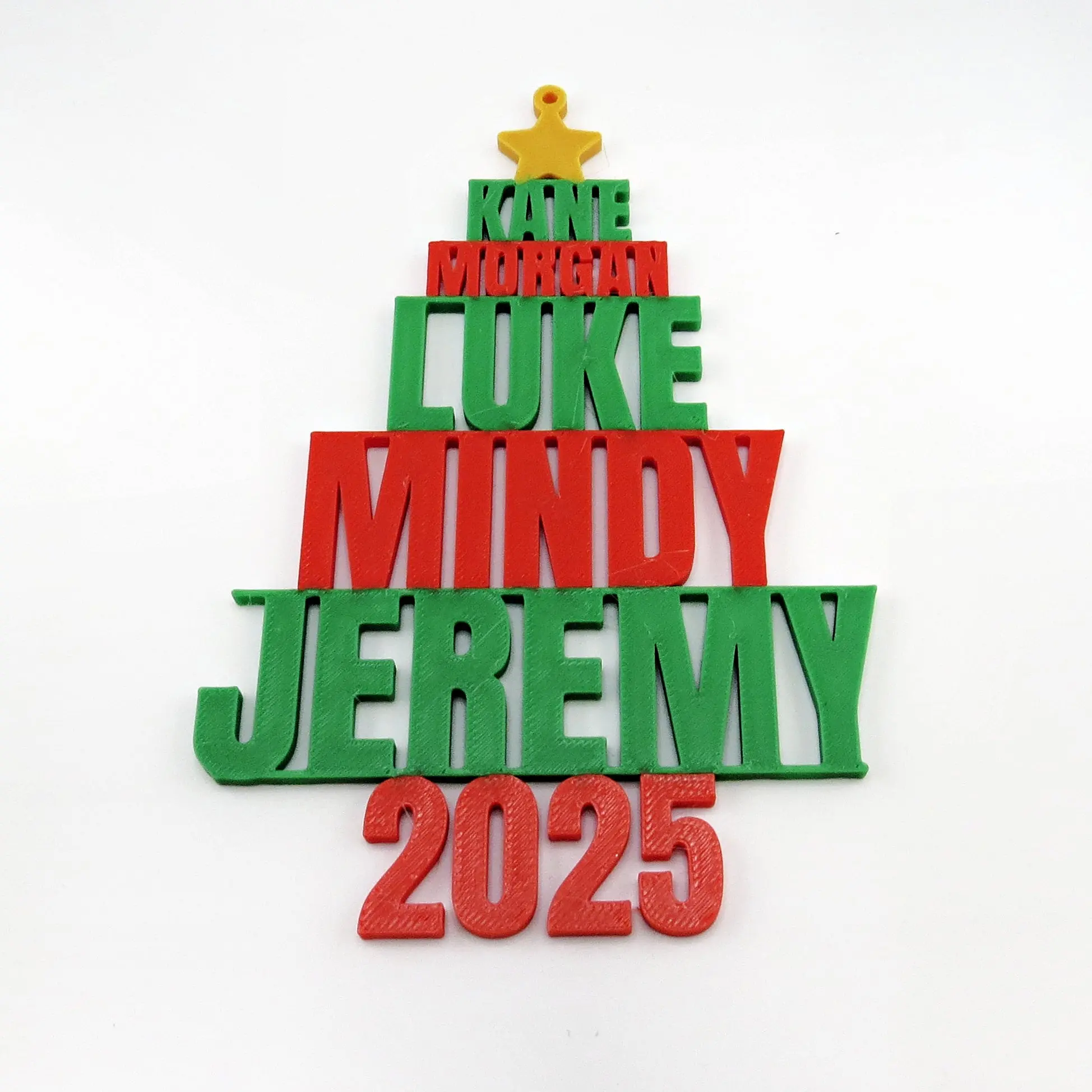 Personalized Family Name Christmas Tree Ornament – Custom 3D Printed Holiday Keepsake