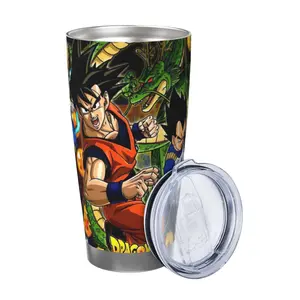 DBZ Super Saiyan Goku & Vegeta 20oz Insulated Tumbler, Stainless Steel Travel Coffee Mug for Anime Fans, Double-Wall Vacuum Cup for Gym, Office & Daily Commute, Keeps Beverages Hot or Cold