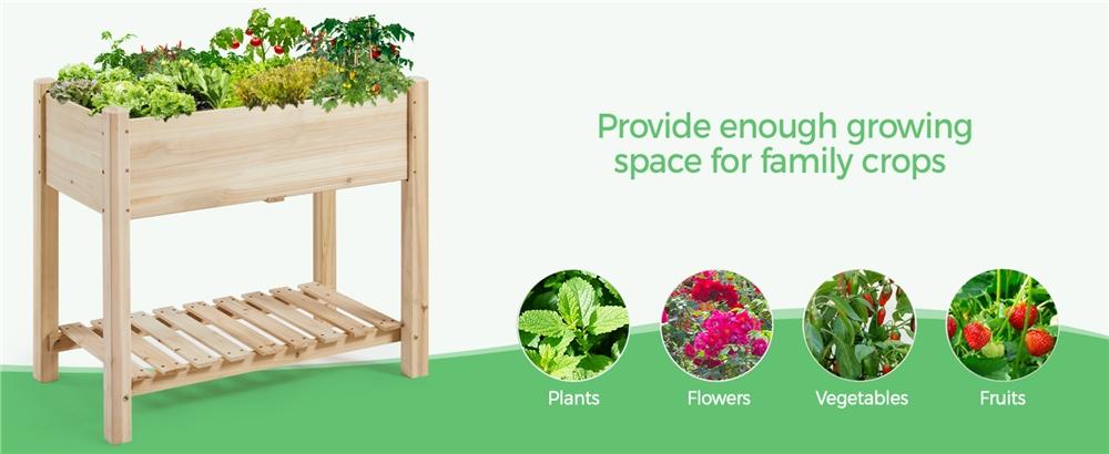 【Fir Wood】Yaheetech Wooden Raised Garden Bed Elevated Planter Box Kit 2 Tiers with Legs for Yard/ Garden Use Planting Vegetables/ Flowers/ Herbs/ Fruits