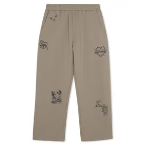 Women's Graphic Casual Cotton Westside Straight Leg Sweatpants - Dark Sand