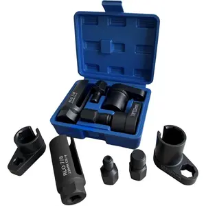 5PCS Oxygen Sensor Wrench & Thread Repair Kit, Offset Low Profile O2 Sensor Socket Set with Thread Chasers, Chrome Vanadium Steel Automotive Tool for Removal and Installation