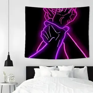 Neon Hand Pattern Tapestry Glow in The Dark for Room Decor, 1 Count Aesthetic Wall Hanging Decor, Wall Art for Home Living Room & Bedroom, Home Decor Accessories, Men Gifts, Fall Decor, Gift for Girlfriend, Pink