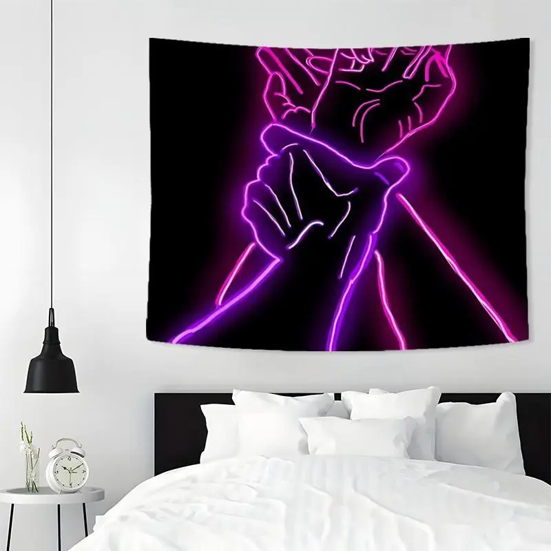 Pink Glow-in-the-Dark Neon Hand Pattern Polyester Tapestry - 1-Count Aesthetic Wall Hanging, Girly House Accessories, Living Room Decor, Aesthetic Room Decor Home Accent, Free Install Kit Gift for Girlfriends, Wall Decor