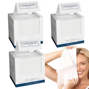 3 boxes Disposable Face Towel Biodegradable Large Dry Wipes 50 Count/Box Extra Thick Soft Clean Facial Towels for Sensitive Skin Makeup Removing Cleansing Nursing Travel