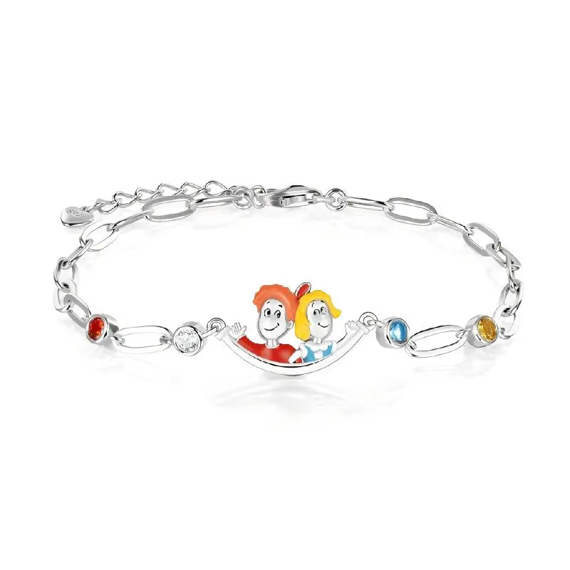 Gnoce The Cat in the Hat Conrad & Sally Themed Chain Bracelet - Easy to Wear Women's Casual Daily Fashion Chain Jewelry Bracelets & Bangles, Great Gift for Fans, Female, Cartoon Character Pattern Bracelets & Bangles