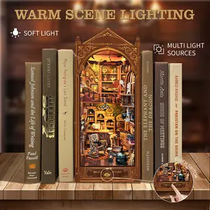 Magic Store Book Nook Kit - DIY Miniature House Kit with LED Light Crafts for Adults and Teens, Includes Bookshelf Insert Decor, Stem Building Blocks, 3D Book Nook Kit, Well-Organized Instructions