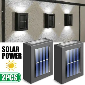 4PACK Solar Fence Lights 2LED Outdoor Gutter Lights Auto Dimmable Garden Landscape Lighting No Drilling Required