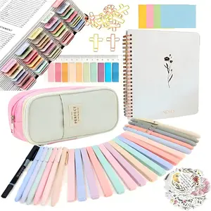 Bible Study Supplies Journaling Kit for Women, No Bleed Bible Highlighters Tabs Pens Pencil Case Sticky Notes Notebook Annotation Kit, Christian Gifts for Beginners & Students