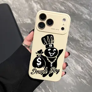 Dough Boy Money Bear Phone Case, Vibrant Dopamine Checkerboard Cover for iPhone 17 16 15 14 13 12 Pro Max Plus, Ultra Skin-Friendly TPU, All-Inclusive Glass Lens Protection, Aesthetic Streetwear Art, Hypebeast Gift, Shockproof Trendy Case