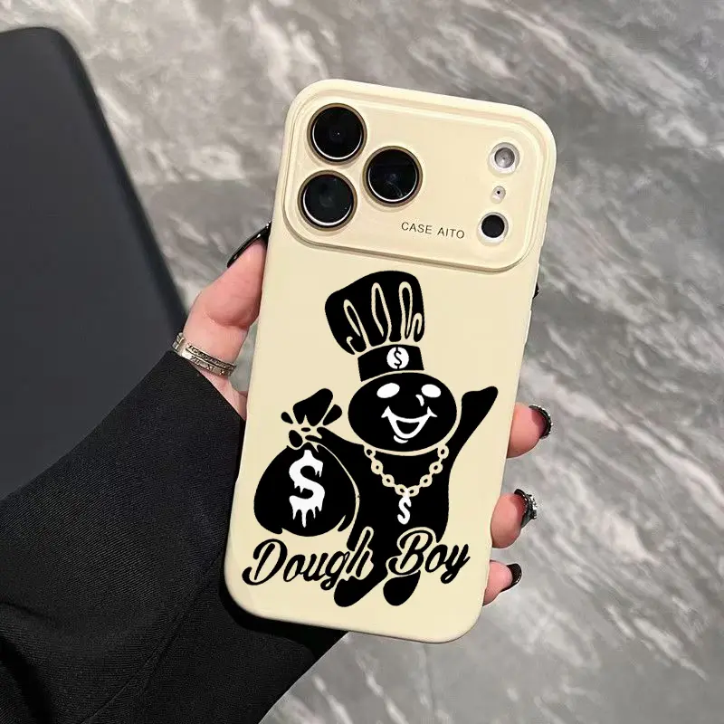 Dough Boy Money Bear Pattern Dopamine Colored Checkerboard Ins Style Phone Case Ultra Skin Friendly Touch All Inclusive Lens Compatible with iPhone 17 16 15 14 13 12