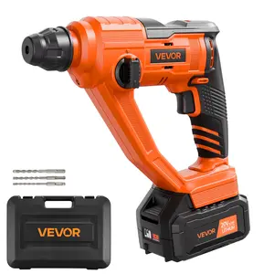 VEVOR 20V Cordless Hammer Drill,  Lithium-Ion 0.6 Inch Rotary Hammer Driver, SDS-Plus Electric Lightweight Power Tool Kit with Battery and Charger, 2 Functions, 1000 RPM, 5100 BPM