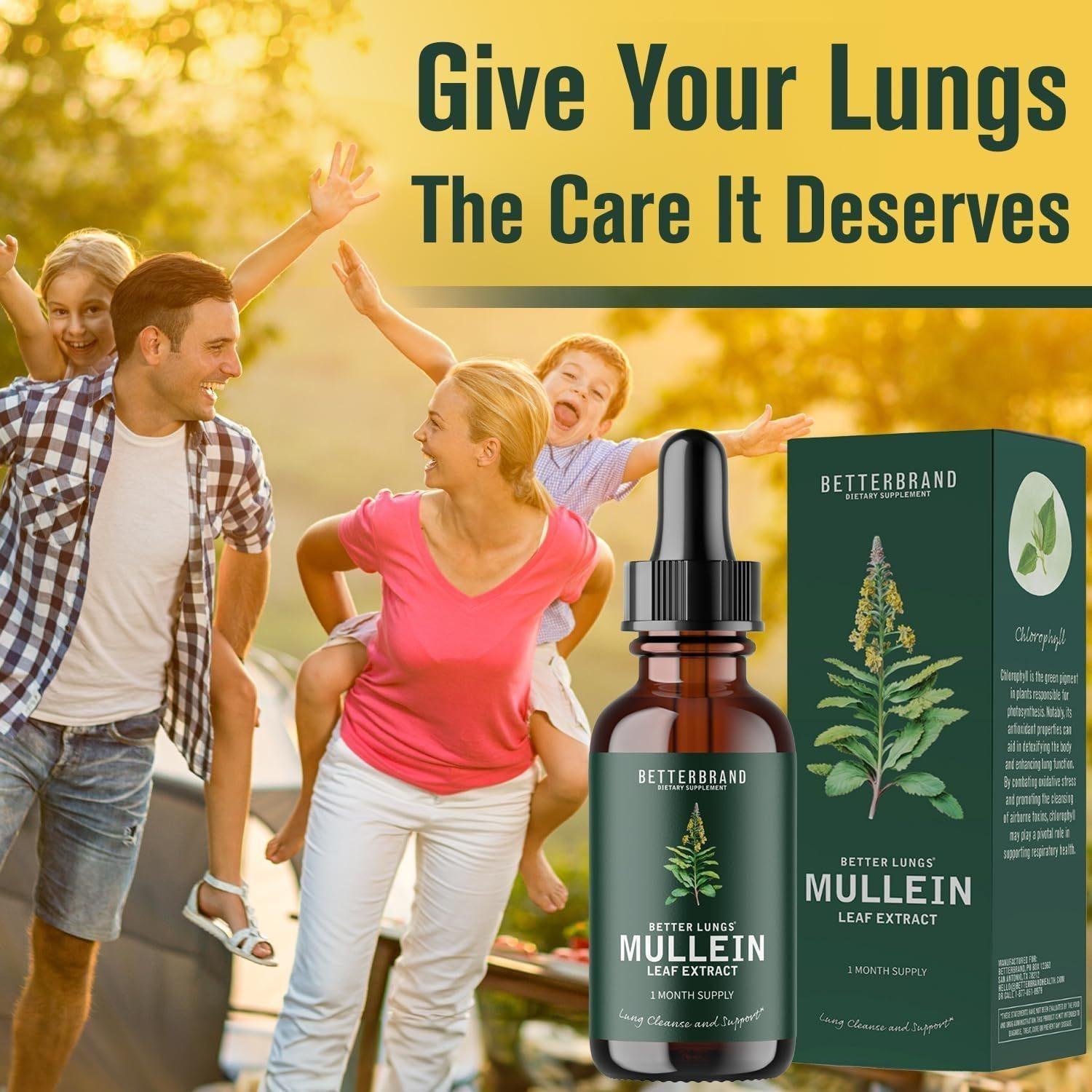 BetterLungs Mullein Leaf & Chlorophyll Extract Drops For Lung Detox Healthcare Supplement Fitness Edible