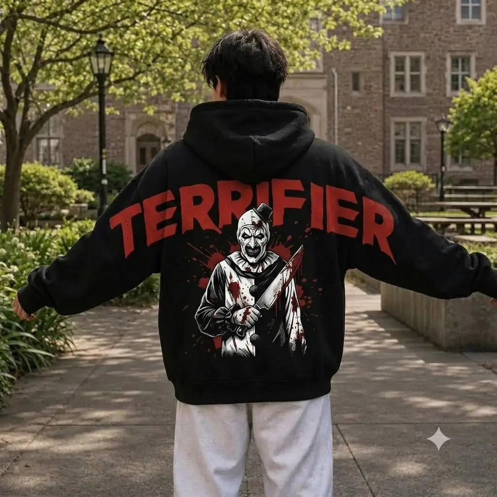 Shoulder-to-Shoulder Terrifier Art The Clown Hoodie, Special Edition Horror Shirt, Funny Halloween Tshirt, Scary Movie Fan Gift Unisex