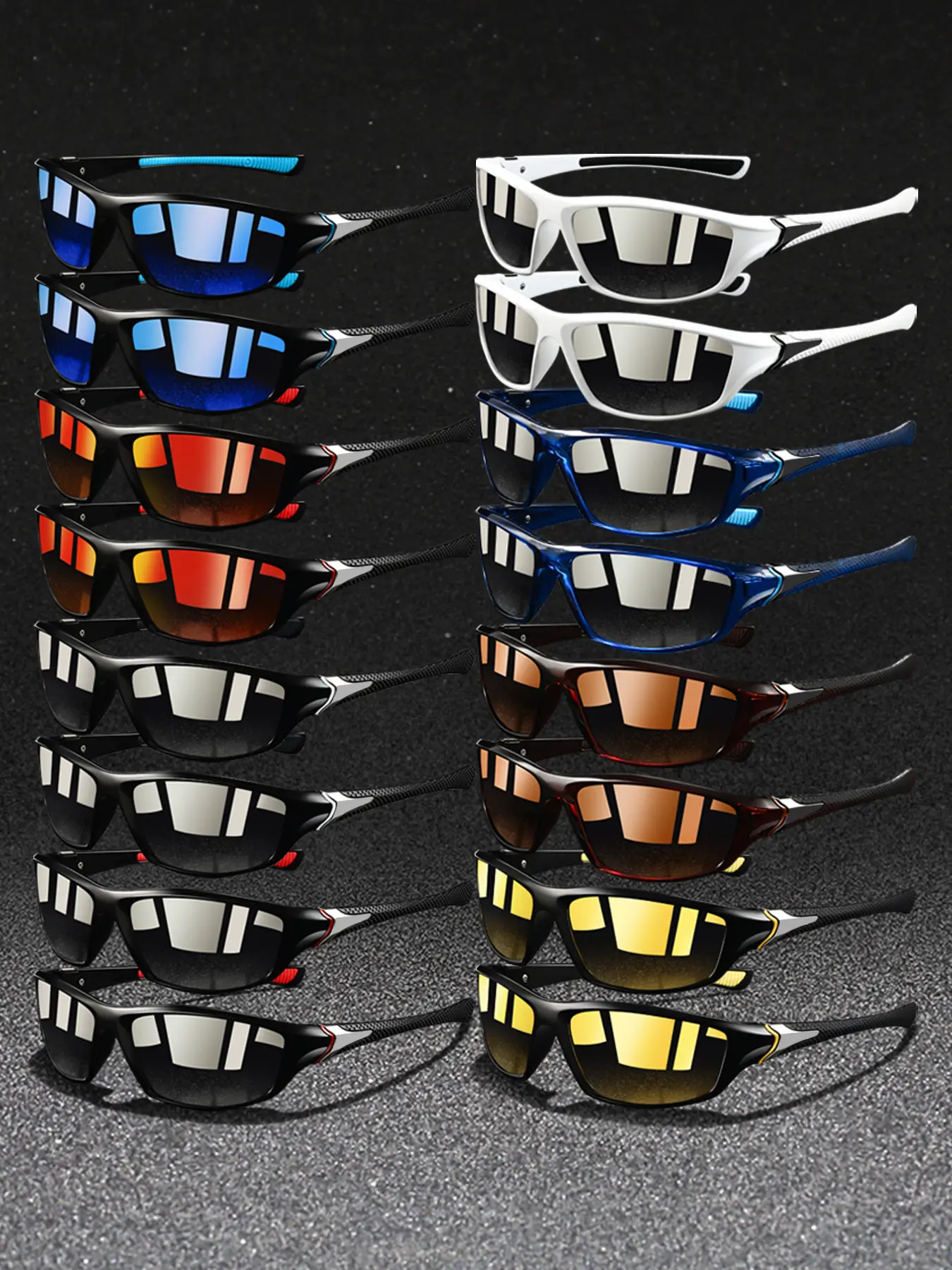 16pcs latest model plaid square sports glasses,suitable for both men and women,offering multiple color options,designed by a luxury brand to enhance fashion sense,they are perfect for various outdoor activities