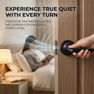 Lockchic Matte Lever Door Lock Set, Quiet Indoor Handle with Key, Rust-Resistant Hardware for Bedroom Bathroom Home Office