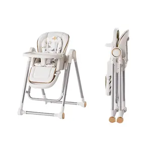 3-in-1 Baby High Chair for 6+ Months, Adjustable Feeding, Play & Toddler Chair, Lockable Wheels, Double Tray, Easy to Clean & Safe Design 5-point harness sillas para comer bebe