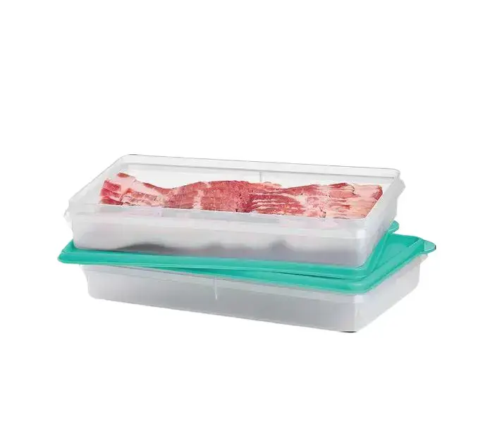Bacon Keeper Snack-Stor Jr. Slim Stackable Plastic Resealable Containers - 2-Piece Set with Lids, Reusable Meal Prep & Anti-Leak Food Storage, Cold Lunch Snack Box & Food Cover for Fridge Organization, Brunch Prep