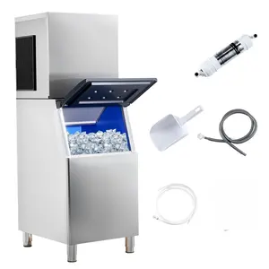 AMERLIFE Commercial Ice Maker, Two Different Styles (Stainless Steel/Freestanding) Ice Machine Countertop with Different Storage Capacity, Self Cleaning for Home/Bar/Restaurant