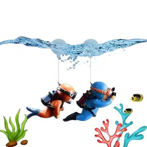 2-Pack Interactive Engaging Floating Cute Diver Aquarium Decor - Colorful PVC Fish Tank Accessory with Movement Swimming Diver Figure, Suitable for Pet Fish Tank, Installation Easy to Install in Fish Tank and Aquarium (Creating a Vivid Underwater Scene)