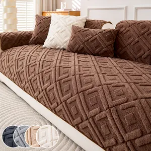 Plush Anti-Slip Sofa Cover, Durable Warm Comfortable Washable Pet-Friendly Living Room Couch Protector, Simple Versatile Bed Tail Mat, Sofa Couch Covers
