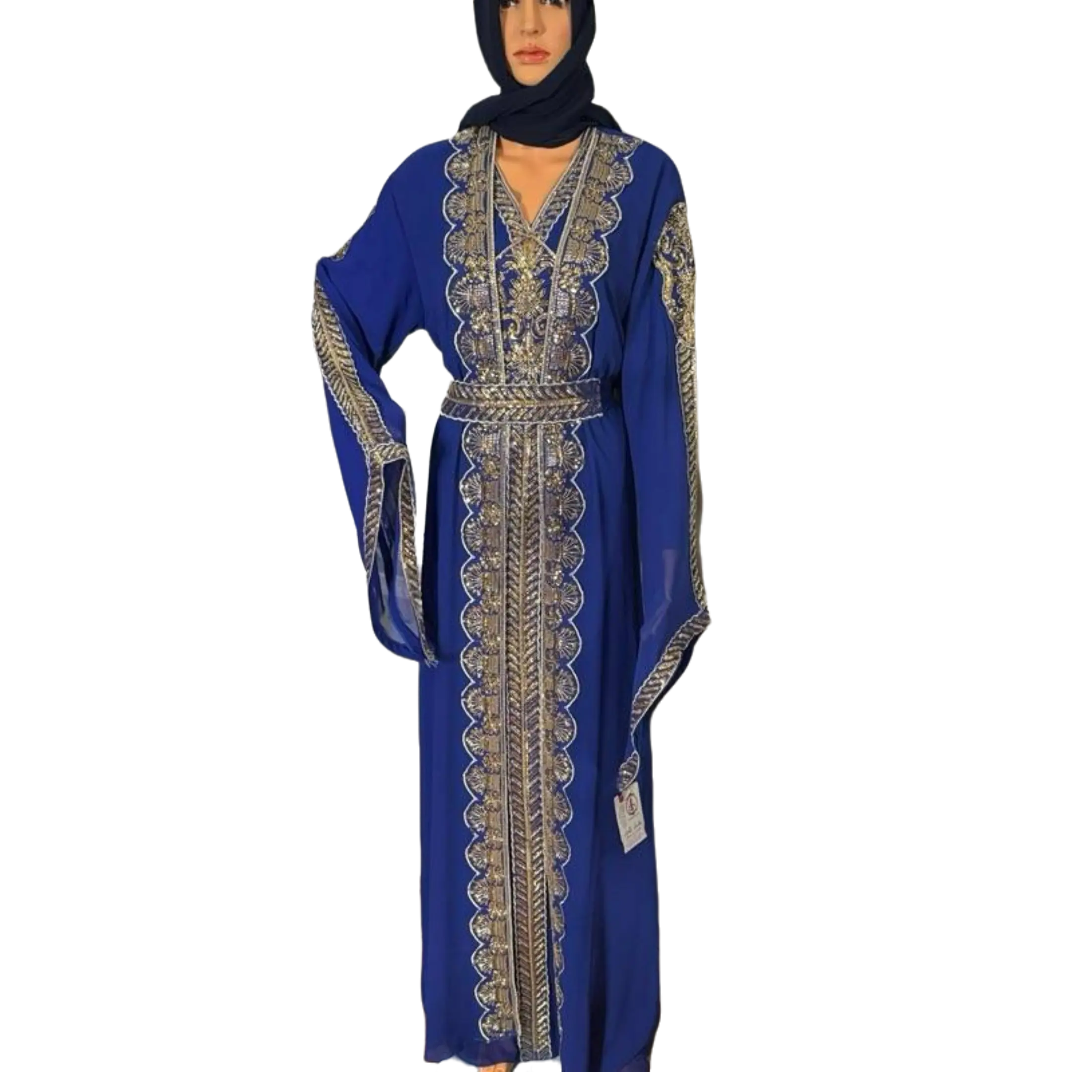 Luxury abaya Elegant Blue Abaya with Sequin Embroidery, Long Sleeve Beaded Modest Dress for Weddings & Special Occasions, Wedding, Special Touch, Hijabi Fashion, Chic, Beads, Full Length, Abaya Fashion