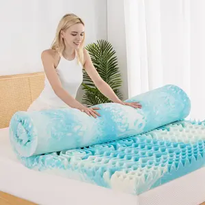 EGO 5-Zone Blue Cooling Gel Memory Foam Mattress Topper – CertiPUR-US Certified, Enhances Sleep Quality, Queen & King Ergonomic Breathable Comfort