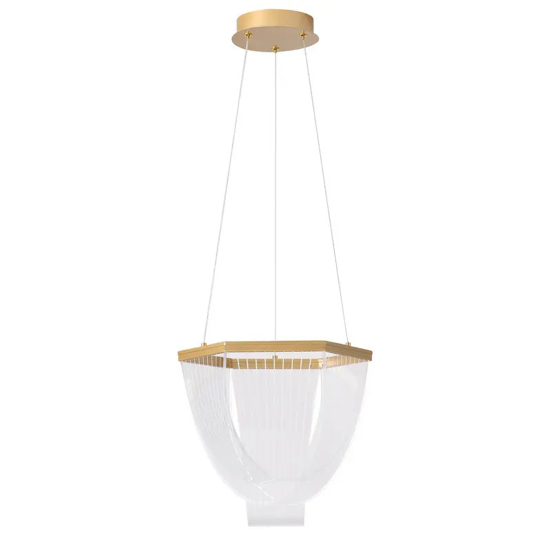 Modern Painted Gold LED Pendant Light with Acrylic Shade for Kitchen Island Dining Room