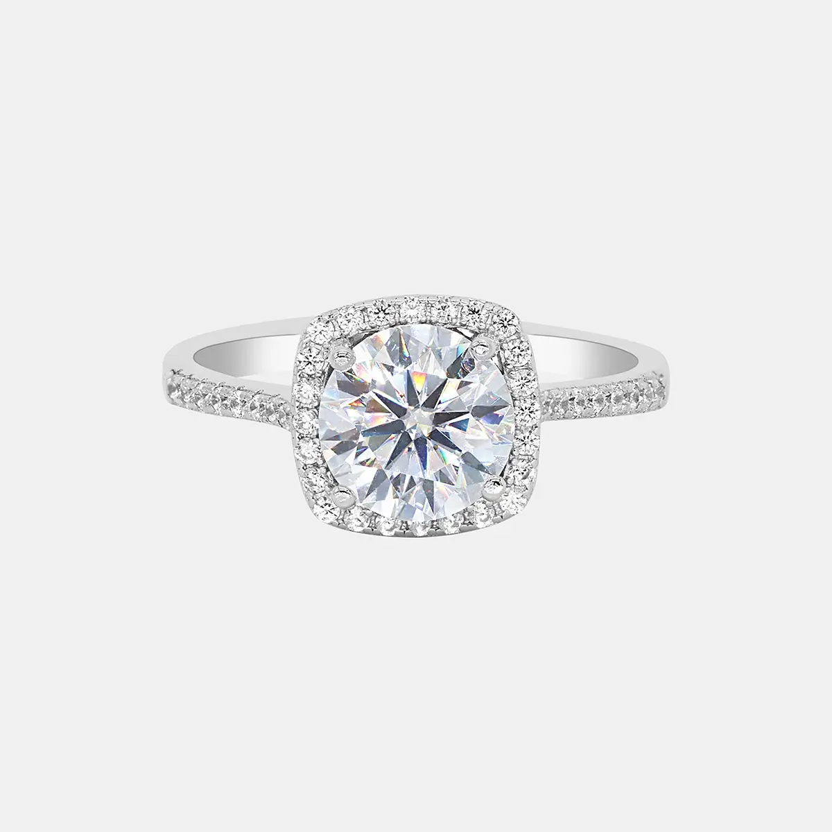 【13】CANOPUS Cushion Halo Synthetic Moissanite Ring - Elegant Everyday Ring, Classic Accessory for Special Events, Solitaire Engagement Ring