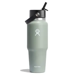 Hydro Flask 32oz Wide Mouth Flex Straw Travel Bottle - Agave: BPA-Free, Vacuum-Insulated